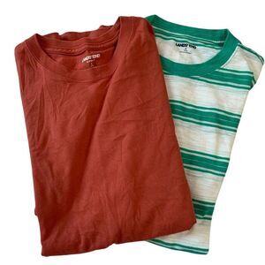 Lands' End Men's Striped T-Shirt Bundle Size S Short Sleeve‎ BUNDLE 2 shirts